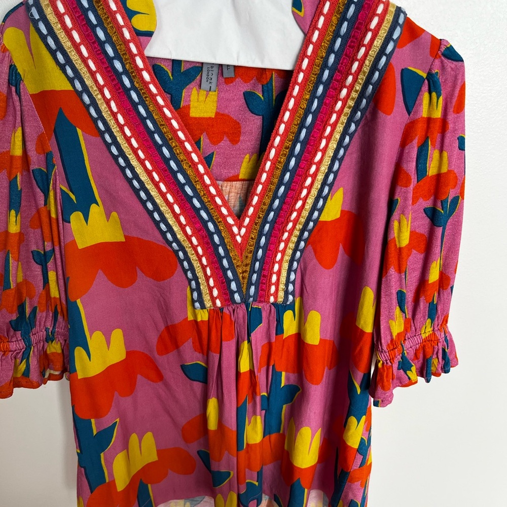Blink London Vibrant Multicolor XS V-Neck Blouse